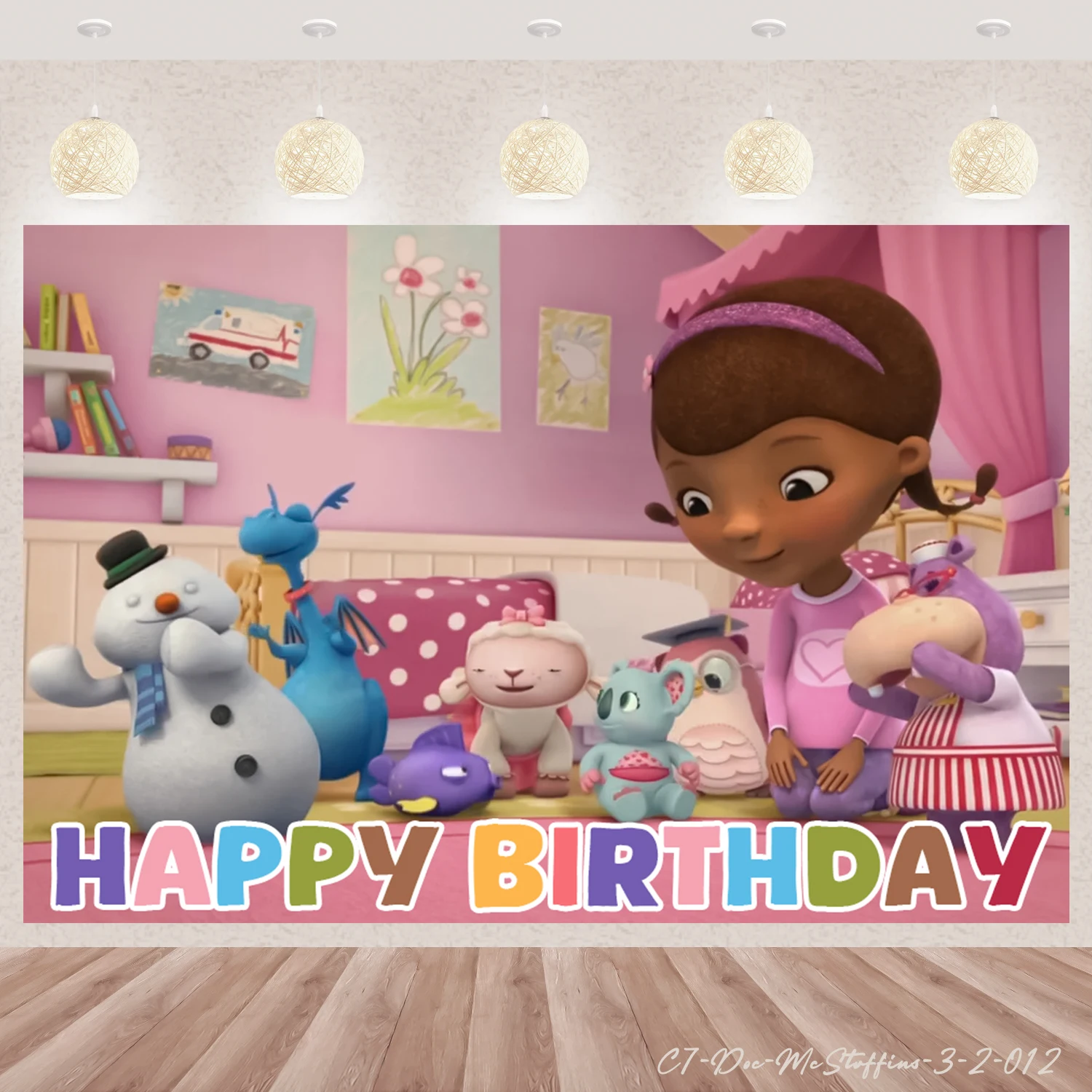 Jouet docteur Doc McStuffins thème fête d'anniversaire fond en vinyle bébé  douche photographie accessoires décor fournitures Photo affiche cadeau -  AliExpress, image size:1500x1500