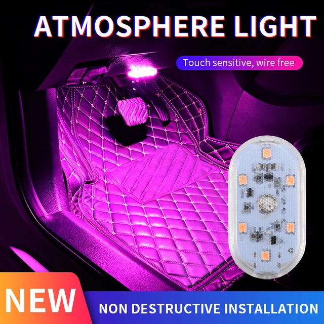 1Pcs LED Car Mini Touch Light Car Roof Magnet Camper Car Interior Lighting USB Charging Portable Auto Roof Reading Night Lamp