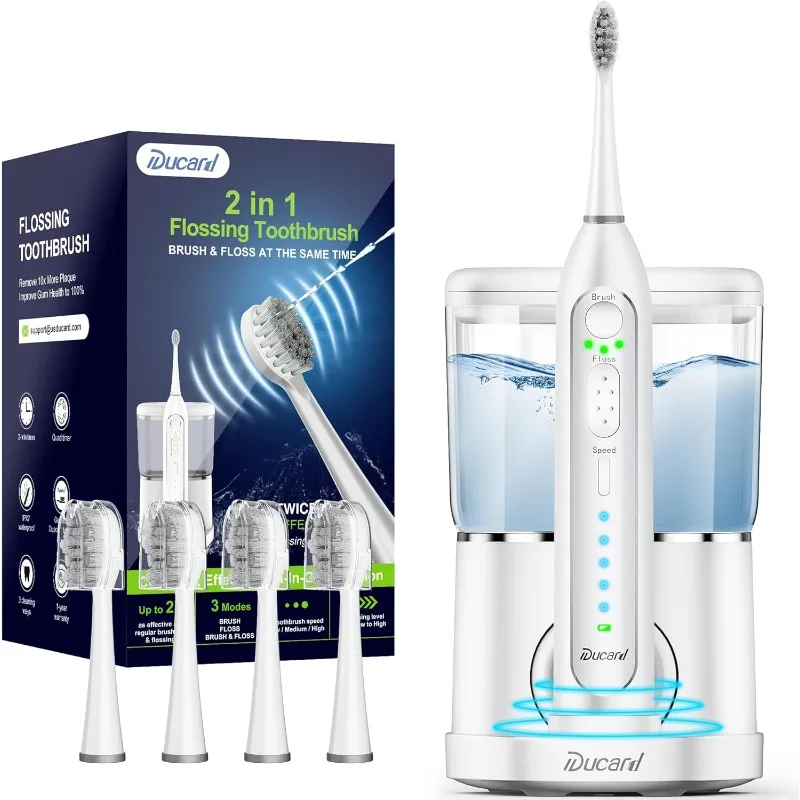 

Professional Flossing Toothbrush, Electric Toothbrush and Water Flosser Combo 3 in1 Cordless Advanced Water Dental Flosser