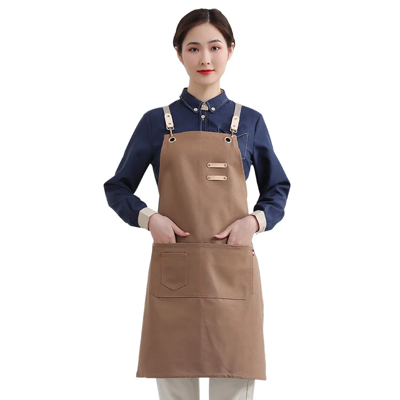 

New Thickened Canvas Multi-pocket Artisan Gardening Overalls Grill Mechanic's Tool Waterproof Oilproof Apron Custom Brand LOGO