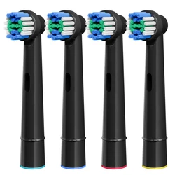 Gentle Soft Bristle Electric Toothbrush Replacement Heads (Black - 4 Pcs)