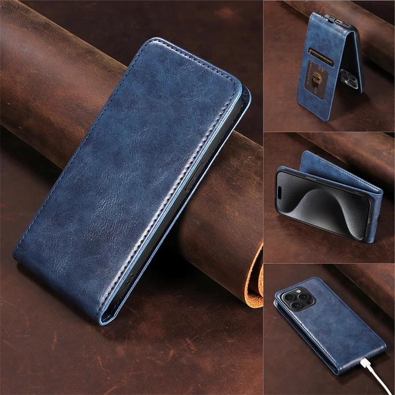 For Motorola Moto G05 4G Vertical Flip Cover Case Silicone Soft Leather Wallet Card Protector Case For Motorola Moto E15 4G