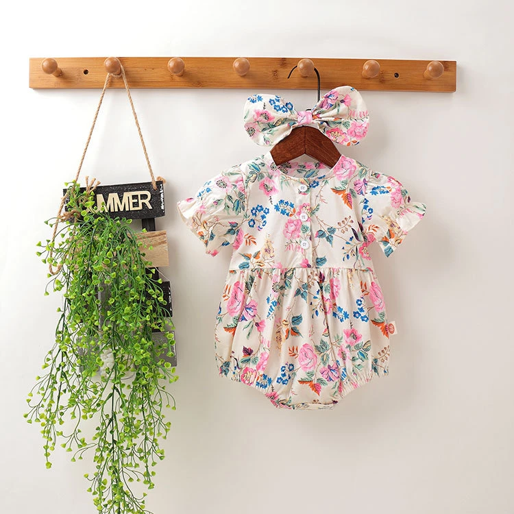 newborn baby clothing set Baby Girl Rompers Fashion floral Infant Baby Rompers Baby Girls short sleeve Clothes Rompers 2022 New Summer Baby Girls clothes Baby Clothing Set