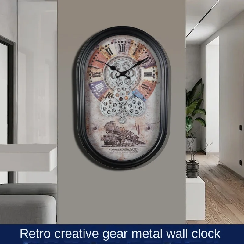 

Large American Personality Wall Clock, Metal Gear Clock, Retro Wall Clocks, Living Room, Creative Art Decoration, Gift