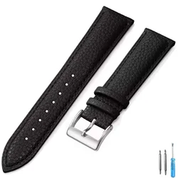 Premium Genuine Leather Watch Band - High - Quality Wrist Strap - 22mm (Black - S)