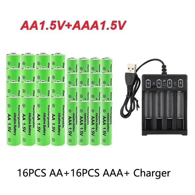 Original Rechargeable Battery 1.5V AA9800mAh+AAA8800mAh+Charger for Computer Clock Radio Video Game Digital Camera AA AAAbattery 6