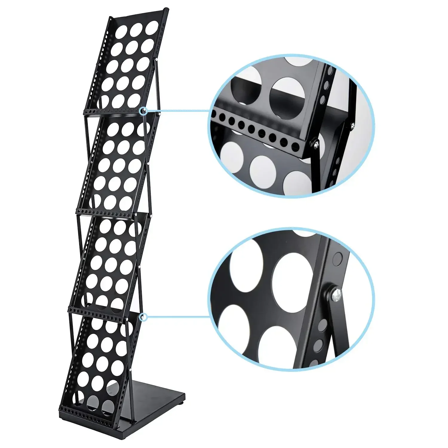 A4 Aluminum Alloy Folding Data Rack Vertical Newspaper Rack Acrylic Exhibition Floor Portable Magazine Bookcase book stand