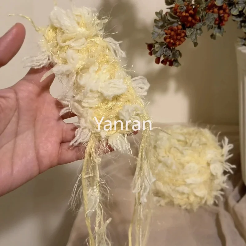 Filato misto 100g giallo chiaro, morbido e sognante, per borse fai da te, porta tessere e fasce per capelli, lavorato a mano - immagine 4