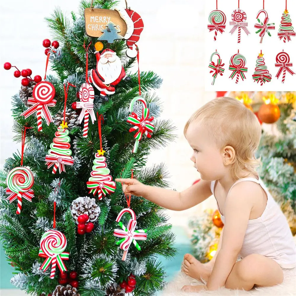 1Pc Christmas Candy Ornaments Lollipop Ornament Xmas Decor Candy Cane Hanging Decorations Fake Canes Crafts christmas decorations