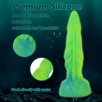Fluorescence Silicone Soft Dragon Dildo luminous Monster Anal Penis Large Anus Expansion Big Butt Plug Dilator for Women 2