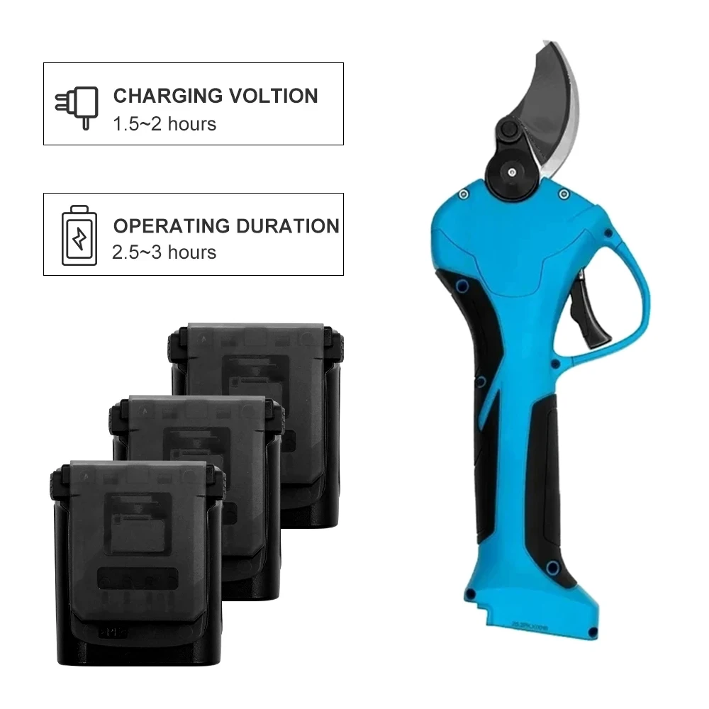 KOHAM 25.2V Electric Pruning Shears Progressive Function Branch Cutter Tree Pruner 40mm SK5 Scissors with 3 Batteries for Garden 2