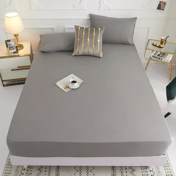 1 piece of solid color bed sheet for bedroom 100%Polyeste Elastic Band Around bedding Fitted Sheet Only (excluding pillowcases) 1