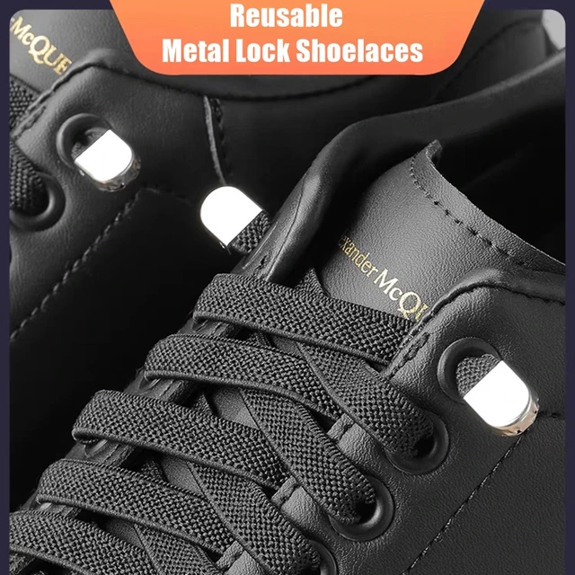 No Tie Shoelaces Metal Lace Lock with Elastic Shoe Laces System for Sneaker  Running Shoes for Kids and Adults - AliExpress