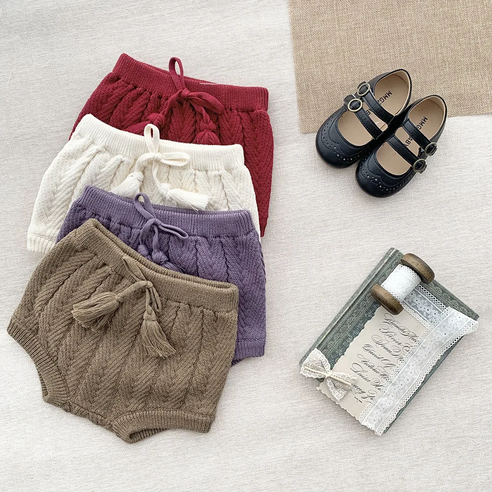 Adorable Baby Boys Shorts Autumn Winter Vintage Knit Short Pants for Toddler Girls Clothing Children Shorts Baby Bloomers 0-4Yrs