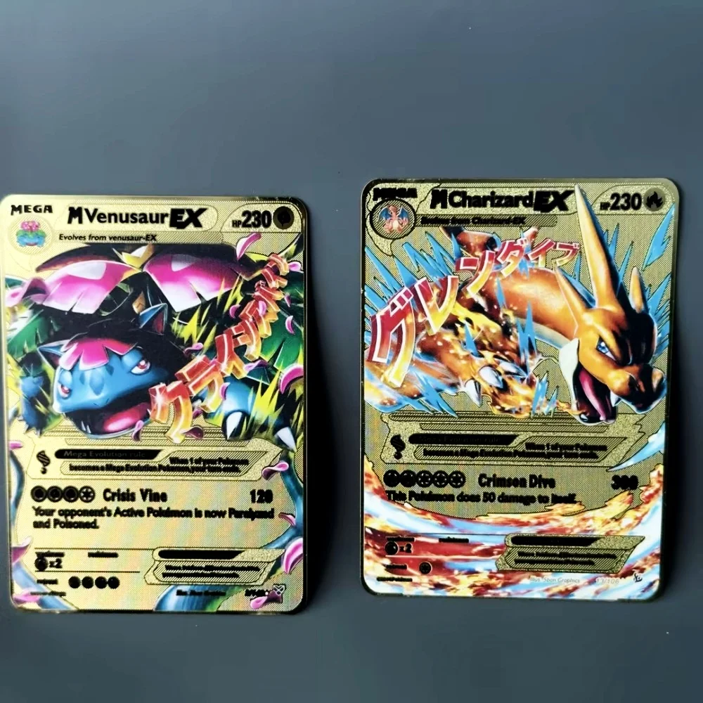 DIY PTCG 메탈 컬렉션 카드 메가 차리자드 비너사우르 가드보아 블라스티즈 EX 자체 제작 카드 클래식 게임 애니메이션 카드 선물 장난감