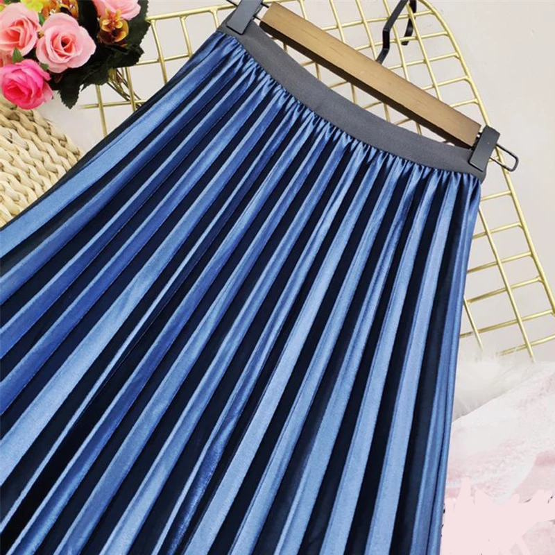 floral skirt Rimocy Both Sides Wear Pearls Mesh Skirt Women 2022 Summer Velvet High Waist Long Skirts Woman Solid Color A Line Pleated Skirts green skirt