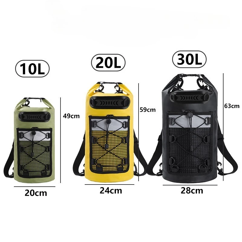 Waterproof Mesh Beach Dry Bag - Large Capacity Multi-Scene Carryall for Swimming Camping Drifting with Quick-Drain Design