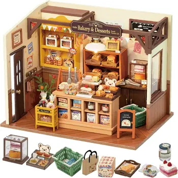 Rolife DIY Miniature House Kit Becka's Baking House 3D Wooden Puzzle Dollhouse Building Model Kit Decor Gifts for Adults Friends 1