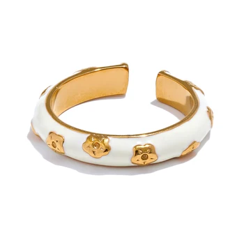 White Enamel Open Ring