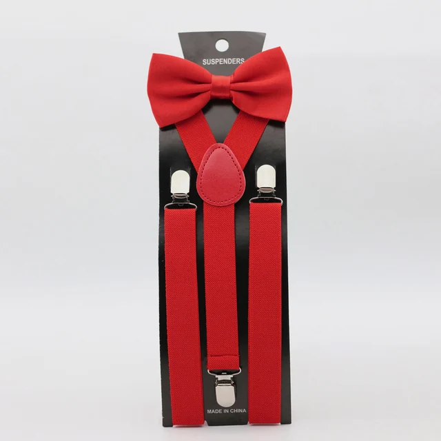 HUISHI Men Suspenders Bow Tie Set Jeans Polyester 43 Colorful Solid Y-Back Braces Butterfly Adjustable Bow Tie for Men Suspender 2