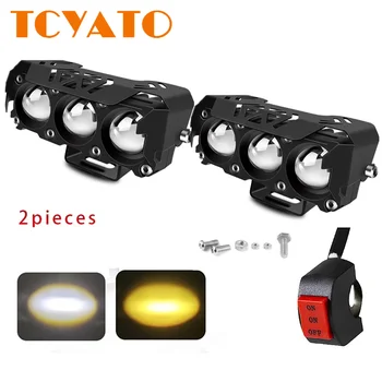 Luci da lavoro per auto Moto LED Dual Color Mini lente Faro Luce di guida Fendinebbia Fari per moto SUV UTV Faretto