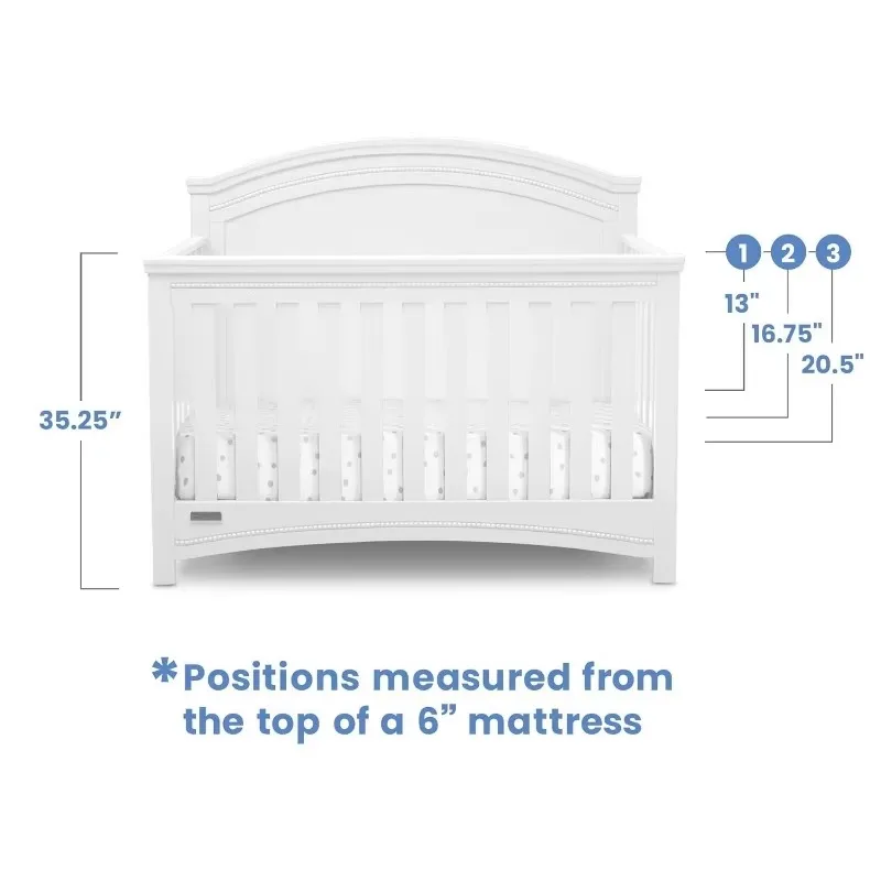 4-in-1 Convertible Baby Crib N More - Greenguard Gold Certified, Bianca White 5