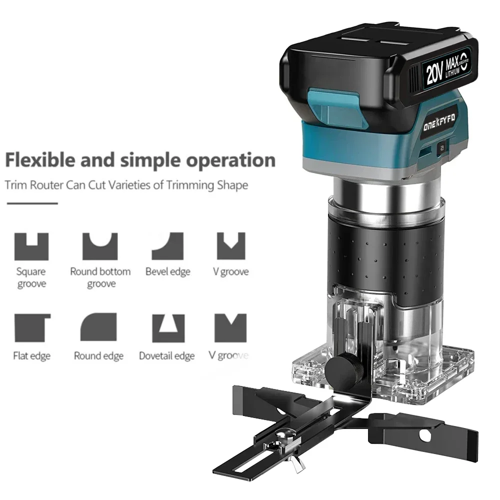 5 Speeds Brushless Electric Hand Trimmer Cordless Wood Router Woodworking Engraving Milling Cutter for Makita 18V Battery 6