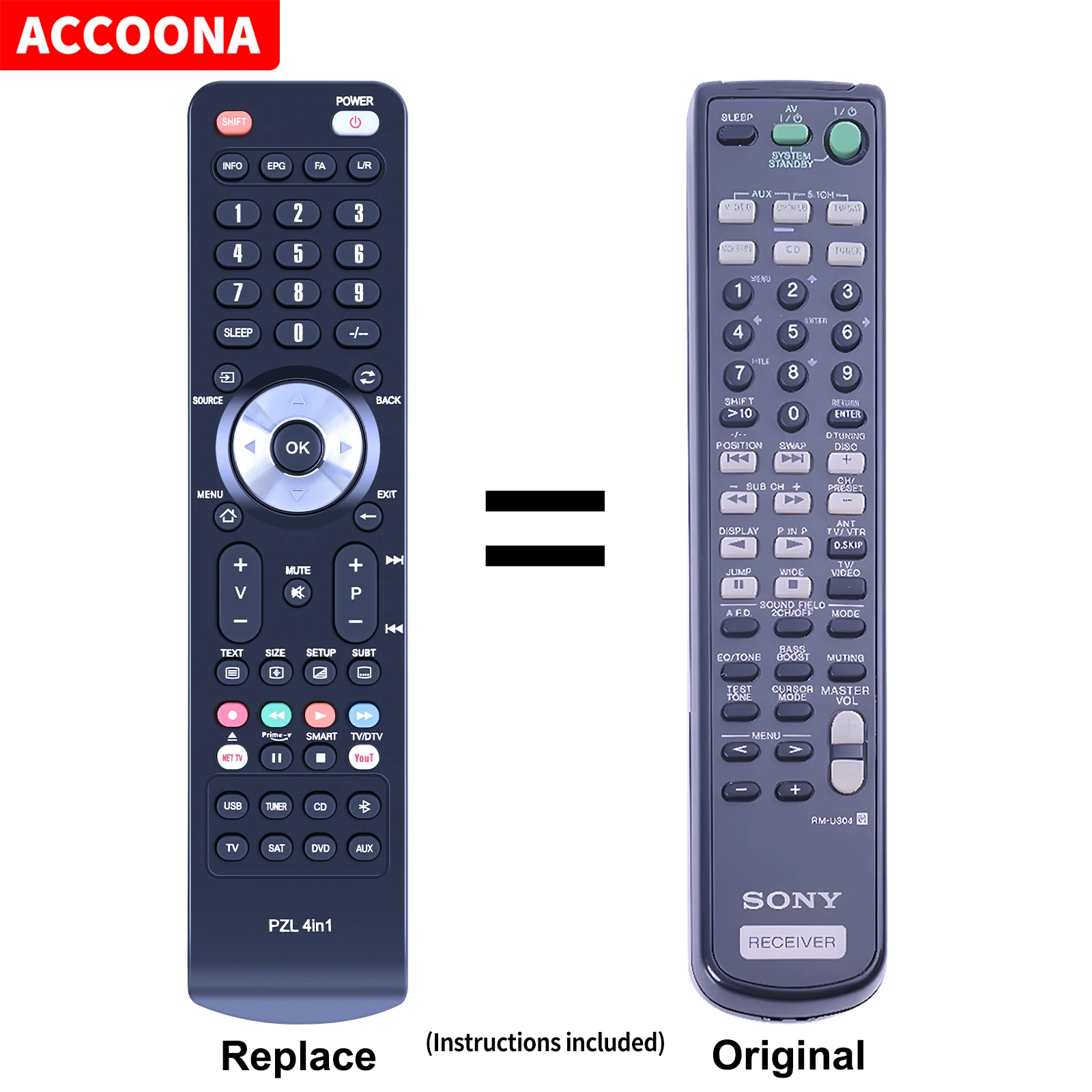 Remote control RM-U304 RMU304 for SONY STR-DE245 STR-DE345 STR-DE445 ...