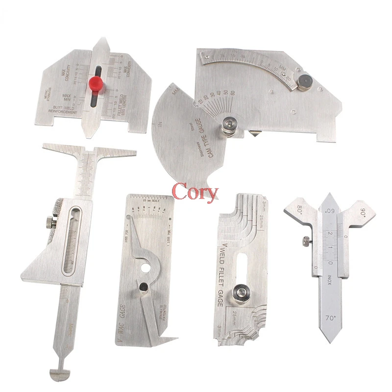 Welding test gauge Inspection Gage Weld Seam Bead/Fillet/Crown Test Ulnar Ruler Degree Angle Measure Kits Combine suit 6pcs