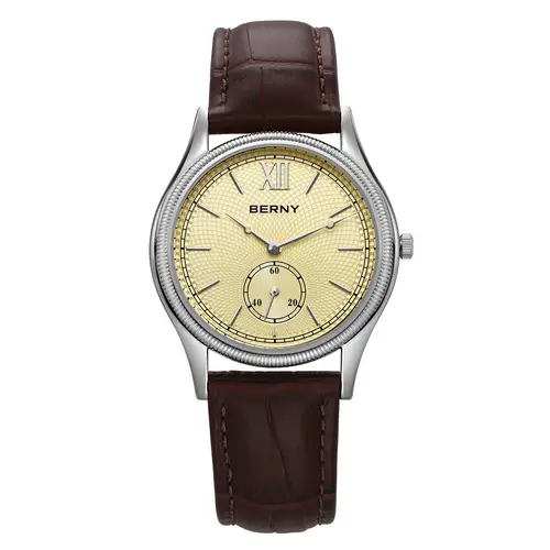 BERNY Men's Watches Slim Luxury Classic Stylish Dress Quartz Watch Fashion Elegance Leather Band Wristwatch - Image 7