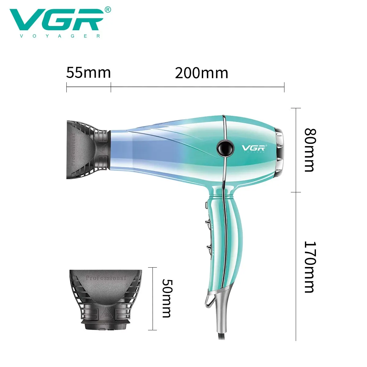 Hair Dryer VGR Professional 2400W High Power Overheating Protection Strong Wind Drying Care Styling Tool V-452 hair dryer