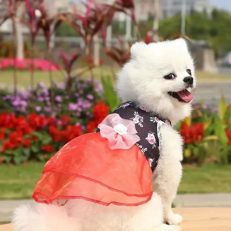 Summer Dress for Dog Pets Clothes Chihuahua Wedding Dress Skirt Cloth Accessory Dog Pet Supplies Hanbok Cat Costume