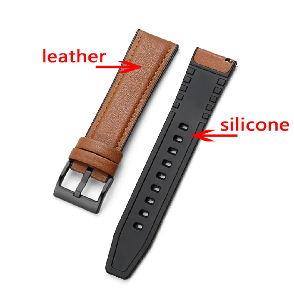 Premium Leather and Silicone Hybrid Watch Band Bracelet in Multiple Sizes