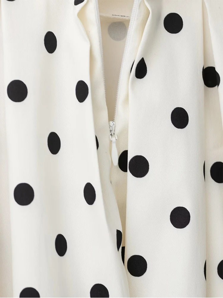 TFMLN Elegant Women Polka Dot A-line Strapless Dresses Sleeveless Off-shoulder Pleated High Waist Slim Party Long Dress 2025 New