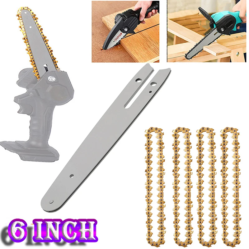 6 Inch Mini Chainsaw Chain with Bar Guide 1 4 043 37 DL Semi Chisel 6-inch-mini-chainsaw-chain-with-bar-guide-1-4-043-37-dl-semi-chisel
