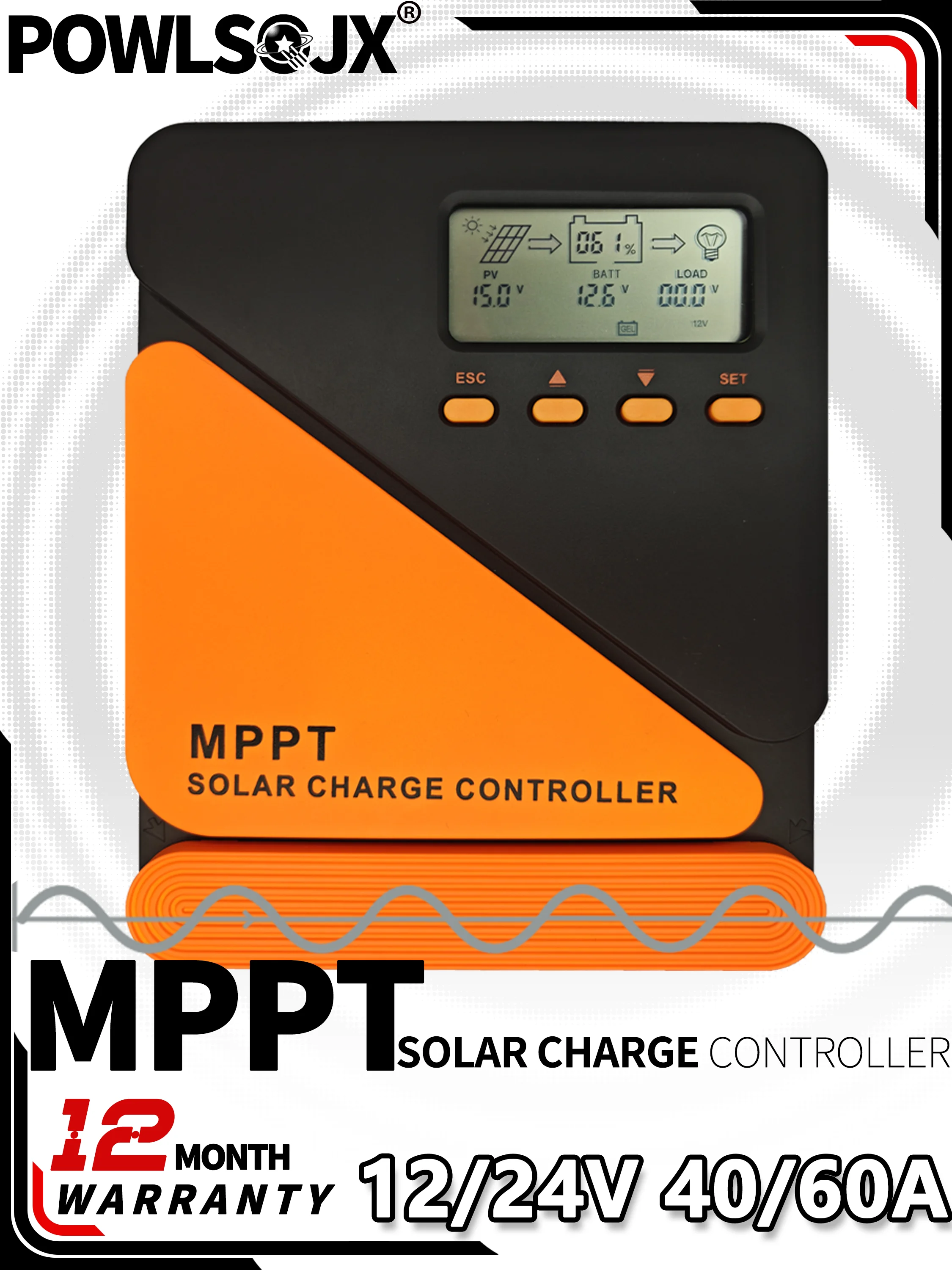 Efficient MPPT Solar Controller: 40/60A, Versatile 12/24V Battery Compatibility,