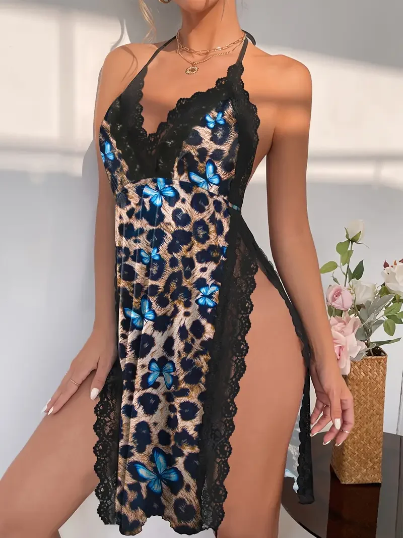 Sexy Women's Underwear Large Size Loose Home Nightgown Slit Pajamas