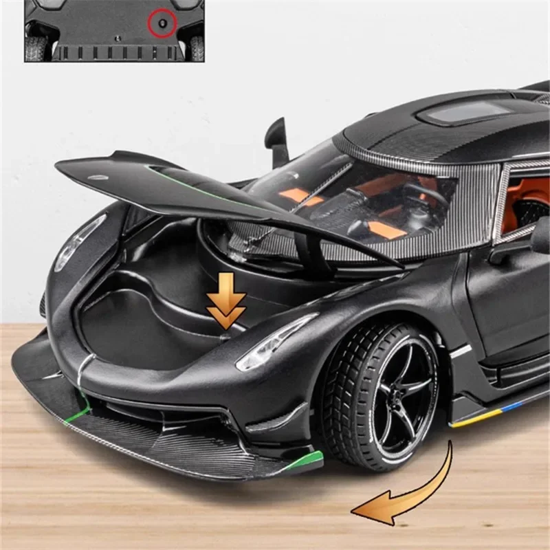 1:24 Jesko Attack Alloy Sports Car Model Diecast Metal Racing Car Model Simulation Sound and Light Childrens Toy Gift 6