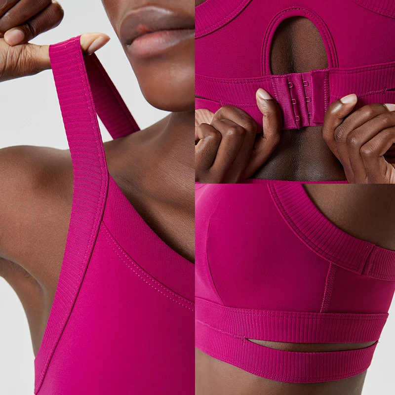 2024 Women Sports Bra Adjustable Gym Push Up Bra Back Closure High Impact Workout Sport Top For Yoga Brassiere Sportswear 5