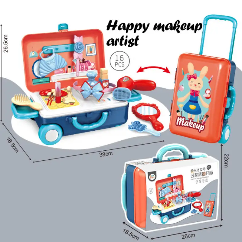 Children's Deluxe Play House: Portable Kitchen & Beauty Tools Trolley Set
