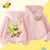 Spongebob Squarepants Zipper hoodie Cartoon Family Sweater for Autumn and Winter Thin or Fleeced Long-Sleeved Hooded Sweatshirt 4