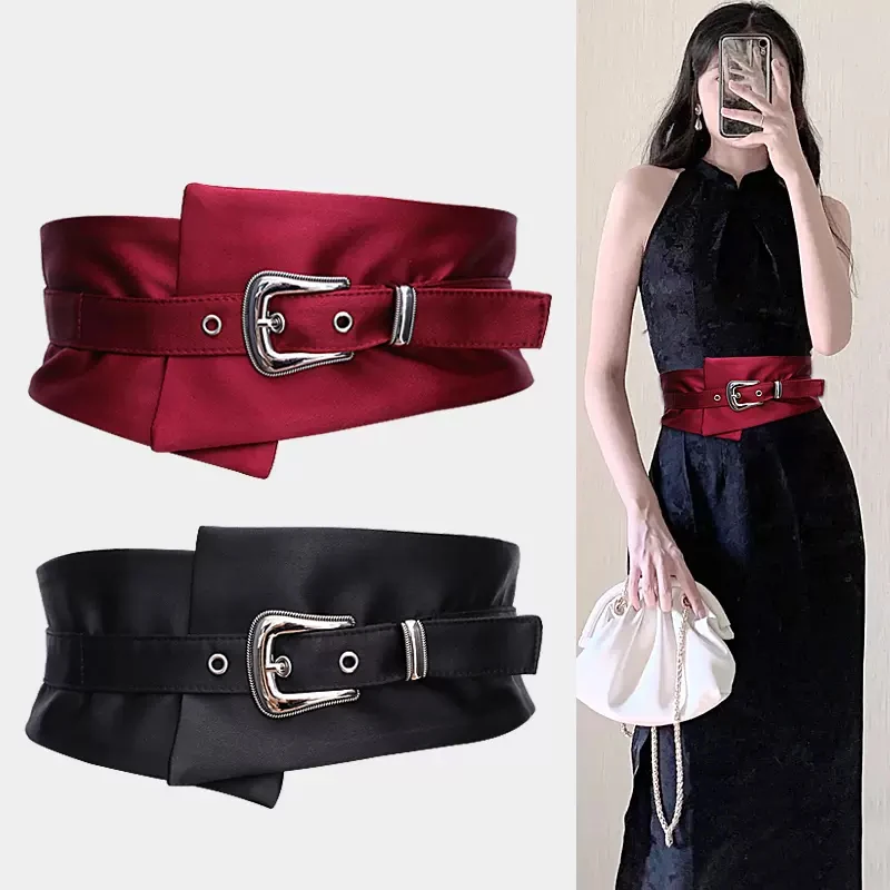 

Women's Wide Waist Belt Solid Color Fabric Elastic Stretch Corset Cincher Waistband Ladies Female Luxury Designer Dress Belts
