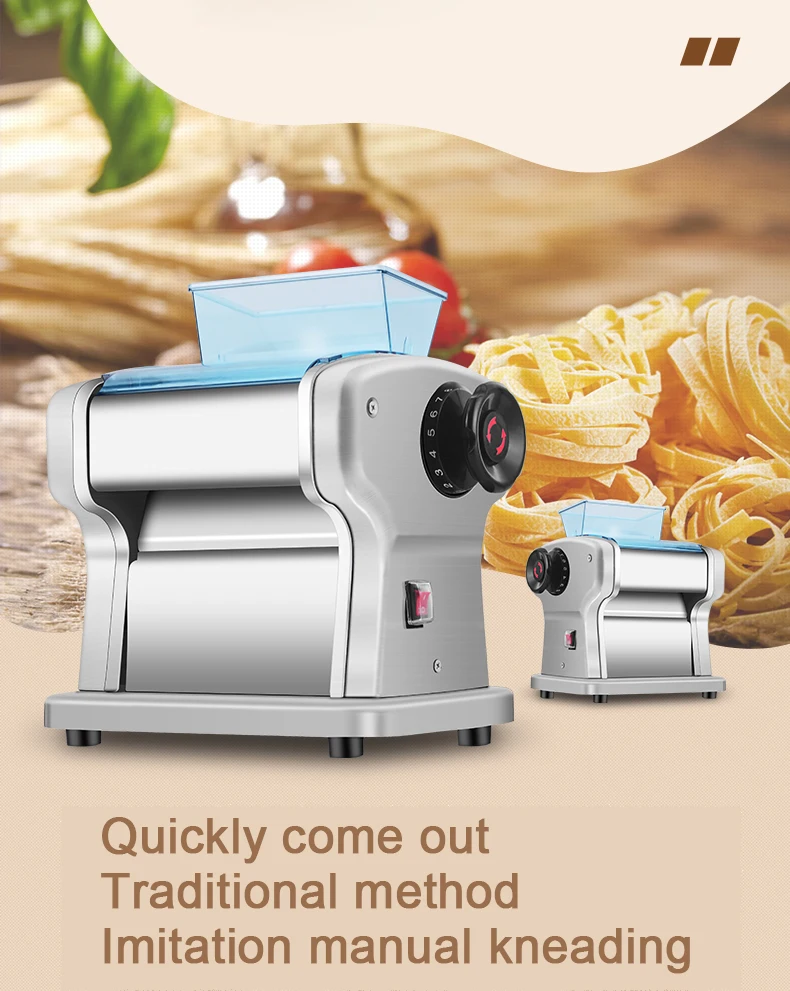 Electric Pasta Maker, Household Noodle Making Machine Dough Spaghetti Roller Pressing Machine with 2.5mm Noodle Cutter, Stainless Steel, 135W 5kg/h