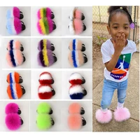 2024 New Children's Sandals Really Fox Fur Slippers Plush Really Raccoon Fur Children's Slippers Fashion EVA Girl Flat Bottom 1
