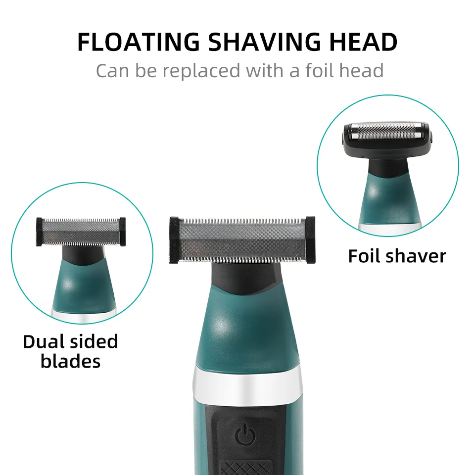 Pubic Hair Trimmer Shaver For Men Body Groomer for Groin & Balls Replaceable Blade Electric Razor IPX5 Waterproof Epilator