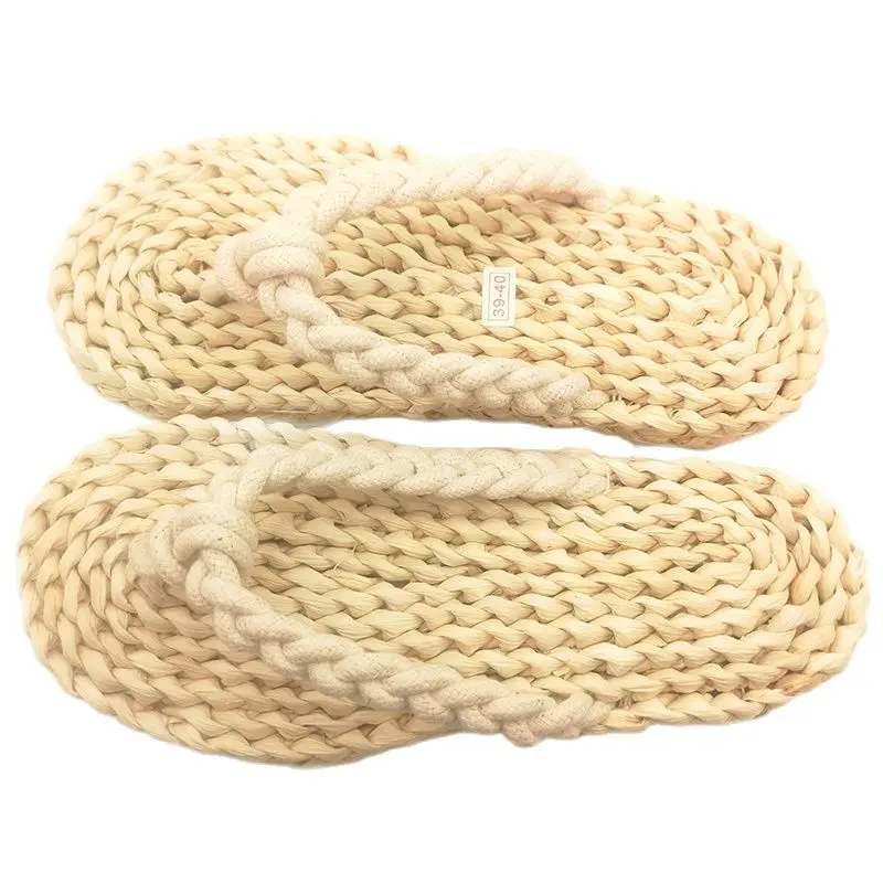 

Jarycorn New Hand-Woven Straw Sandals Breathable Function Natural Environmental Protection Men'S And Women'S Indoor Flip-Flops