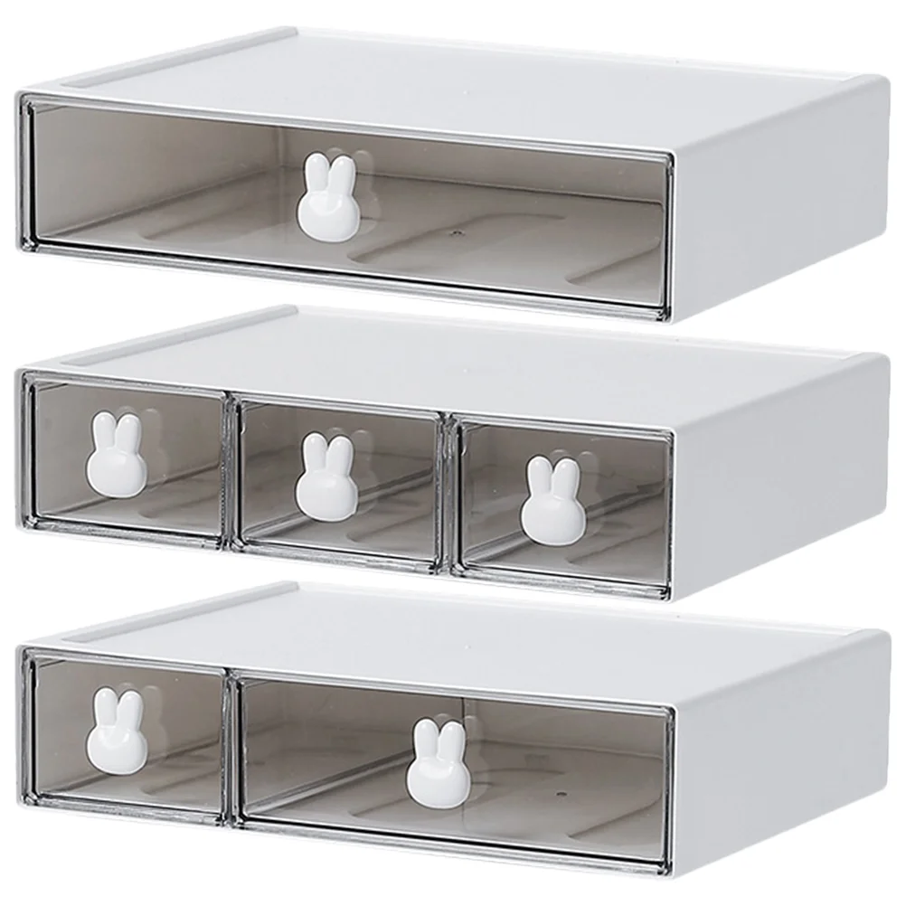 

Table Organizer Stackable Bunny Storage Box Plastic Drawers Jewelry Display Rack