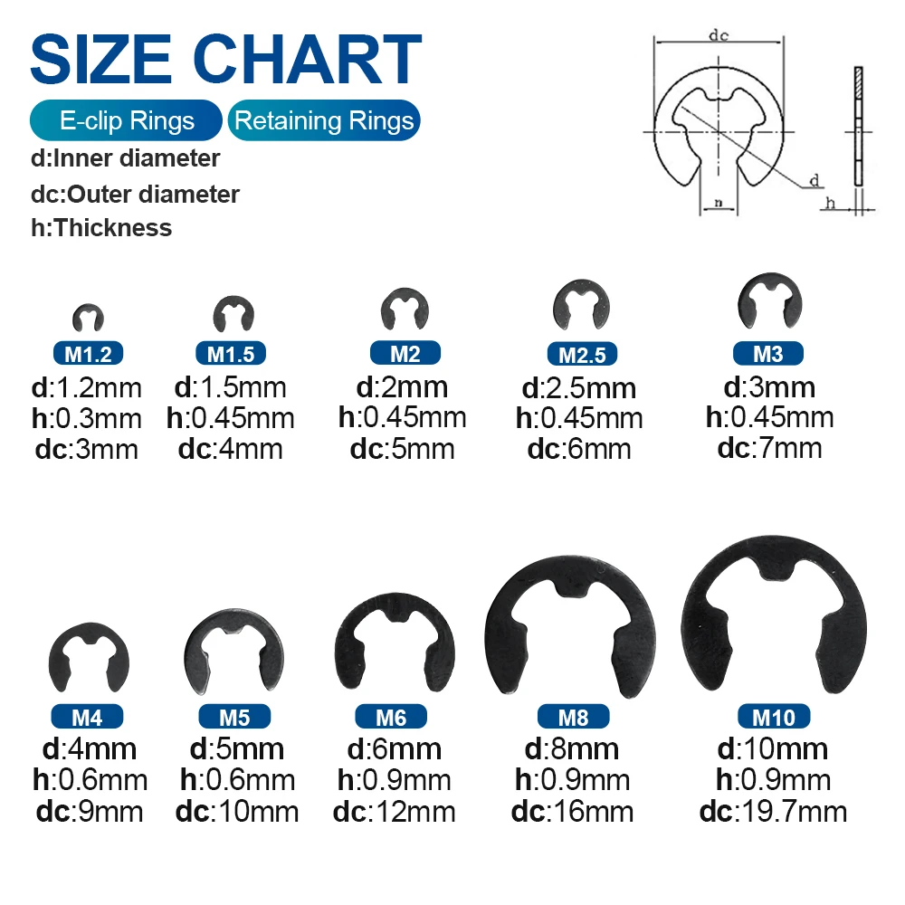 NINDEJIN 430pcs e-clip Assortment Kit Stainless Steel