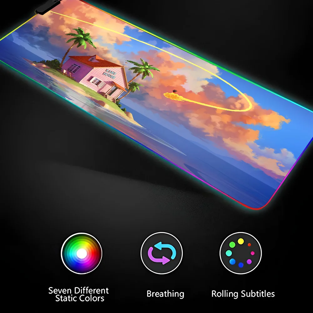 1pc Japan Anime D-Dragon Balls XXL RGB Gaming Mouse Pads HD Black Gamer Accessories Large LED 4
