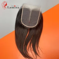 Fermeture de dentelle droite seulement cheveux humains droits réel HD Transparent dentelle frontale 4x4 fermeture de dentelle droite 100% cheveux humains Remy 3